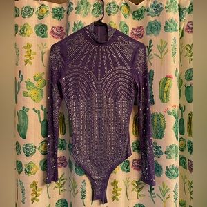 Stunning crystal purple bodysuit